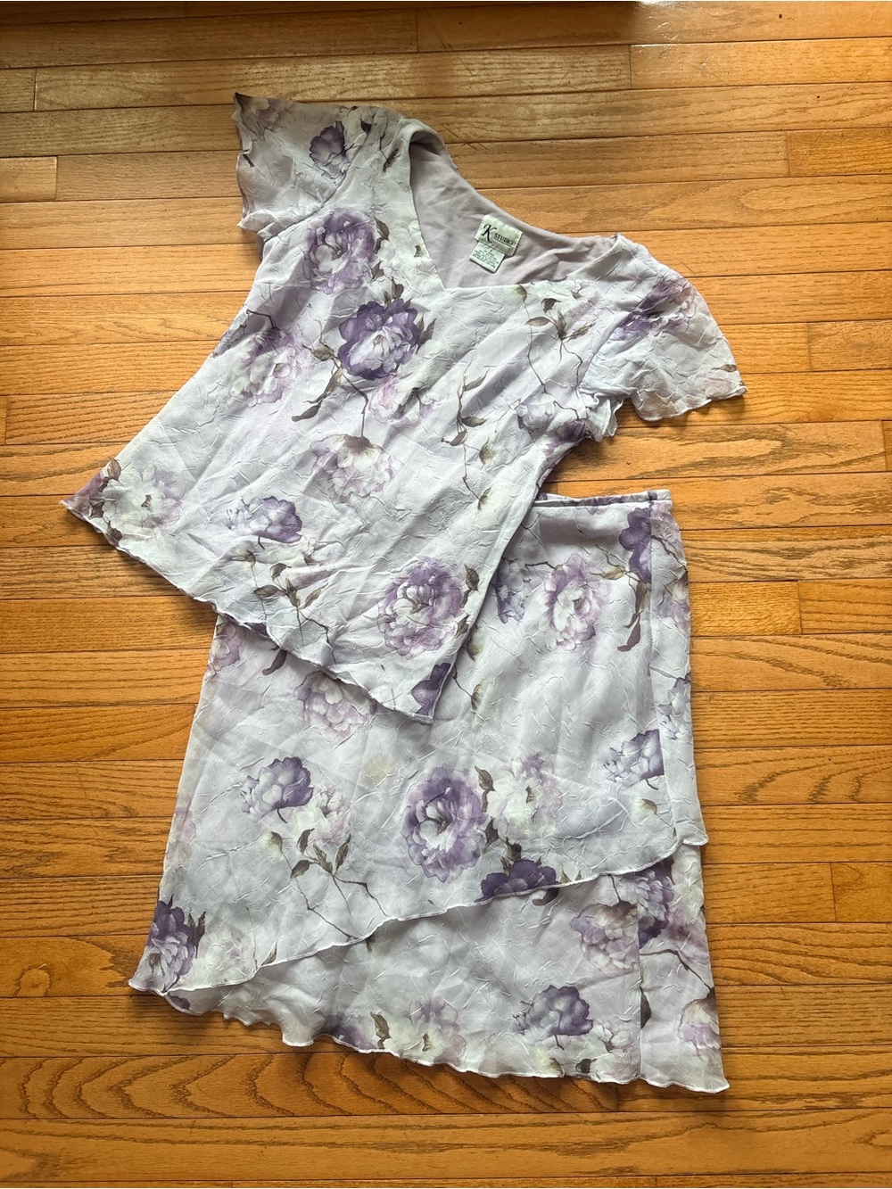 Vintage Light Lavender Floral Women's Skirt - Vintage-Inspired Elegant Style